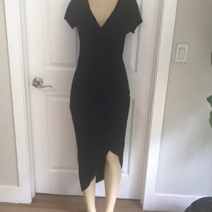 NWT asymmetrical side zip midi dress stretchy🔥m